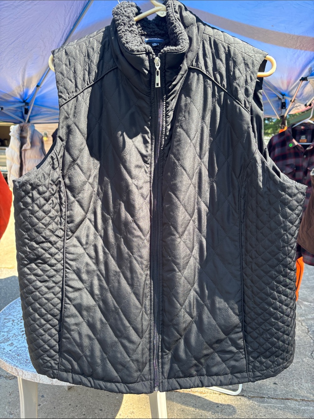 Northcrest Quilted Black Sleeveless Zip Vest